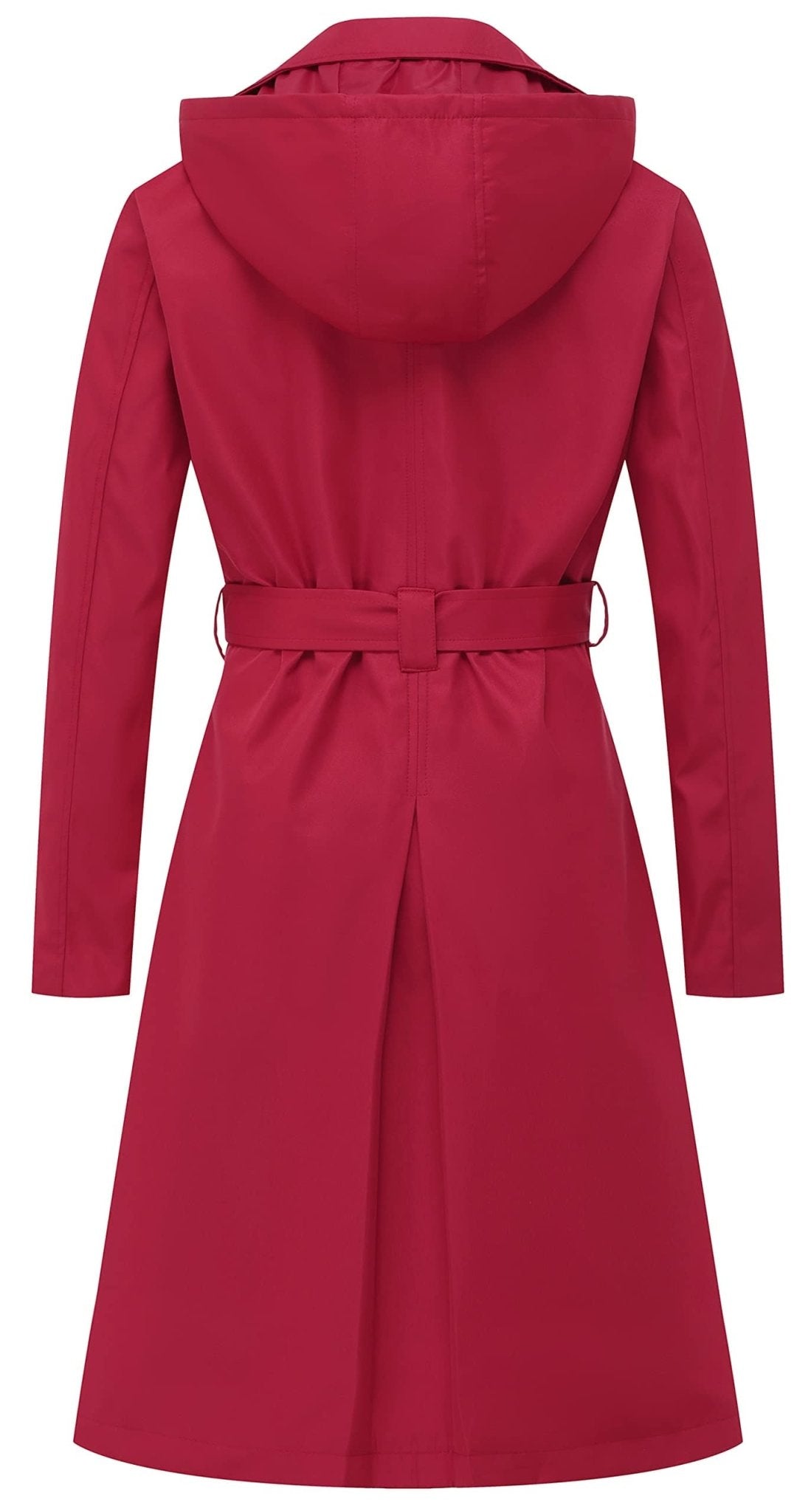 CREATMO US Women's Long Trench Coat Double - Breasted Classic Lapel Overcoat Belted Slim Outerwear Coat with Detachable Hood - Xpressa