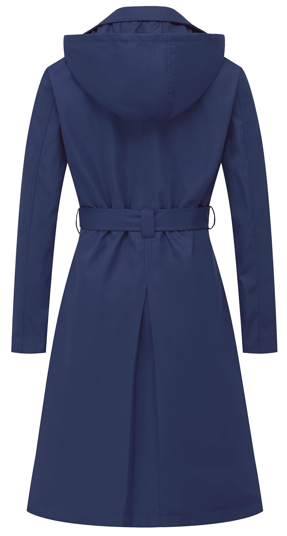 CREATMO US Women's Long Trench Coat Double - Breasted Classic Lapel Overcoat Belted Slim Outerwear Coat with Detachable Hood - Xpressa