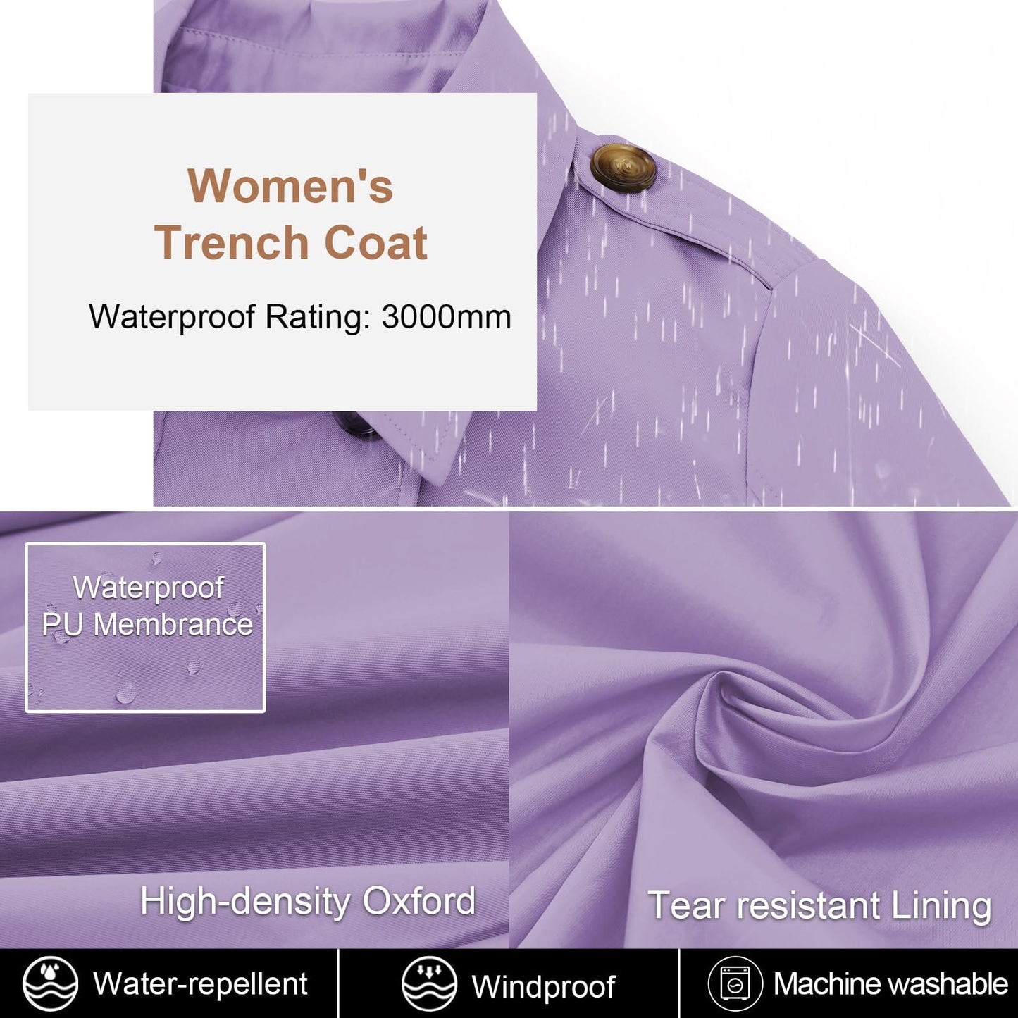 CREATMO US Women's Long Trench Coat Double - Breasted Classic Lapel Overcoat Belted Slim Outerwear Coat with Detachable Hood - Xpressa