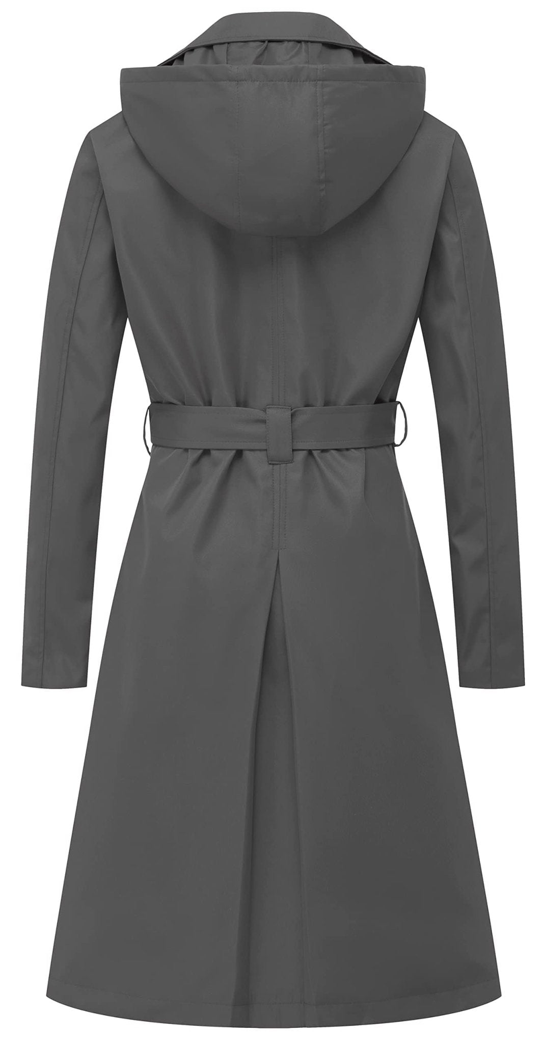 CREATMO US Women's Long Trench Coat Double - Breasted Classic Lapel Overcoat Belted Slim Outerwear Coat with Detachable Hood - Xpressa