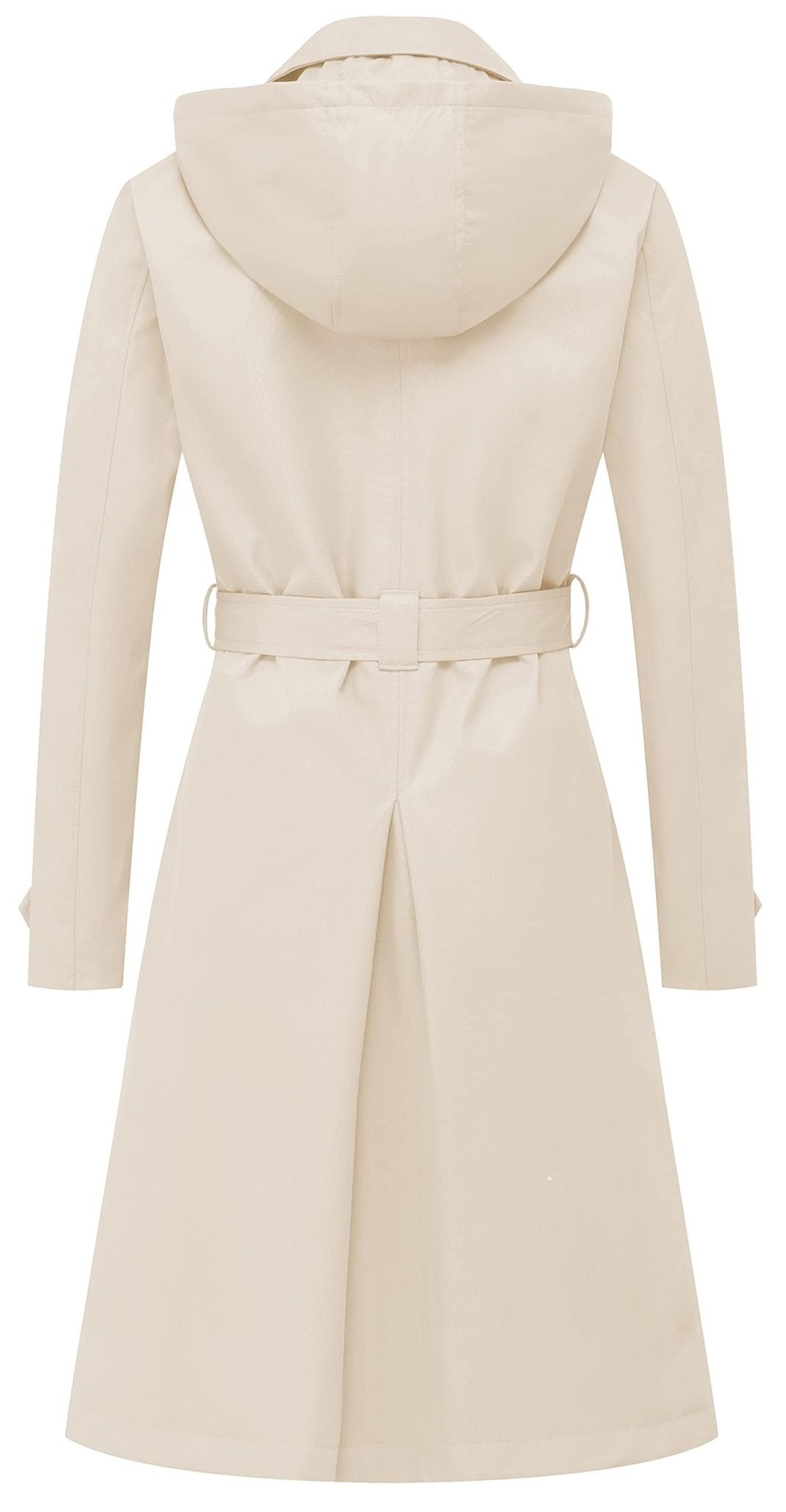 CREATMO US Women's Long Trench Coat Double - Breasted Classic Lapel Overcoat Belted Slim Outerwear Coat with Detachable Hood - Xpressa