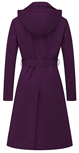 CREATMO US Women's Long Trench Coat Double - Breasted Classic Lapel Overcoat Belted Slim Outerwear Coat with Detachable Hood - Xpressa
