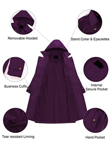 CREATMO US Women's Long Trench Coat Double - Breasted Classic Lapel Overcoat Belted Slim Outerwear Coat with Detachable Hood - Xpressa