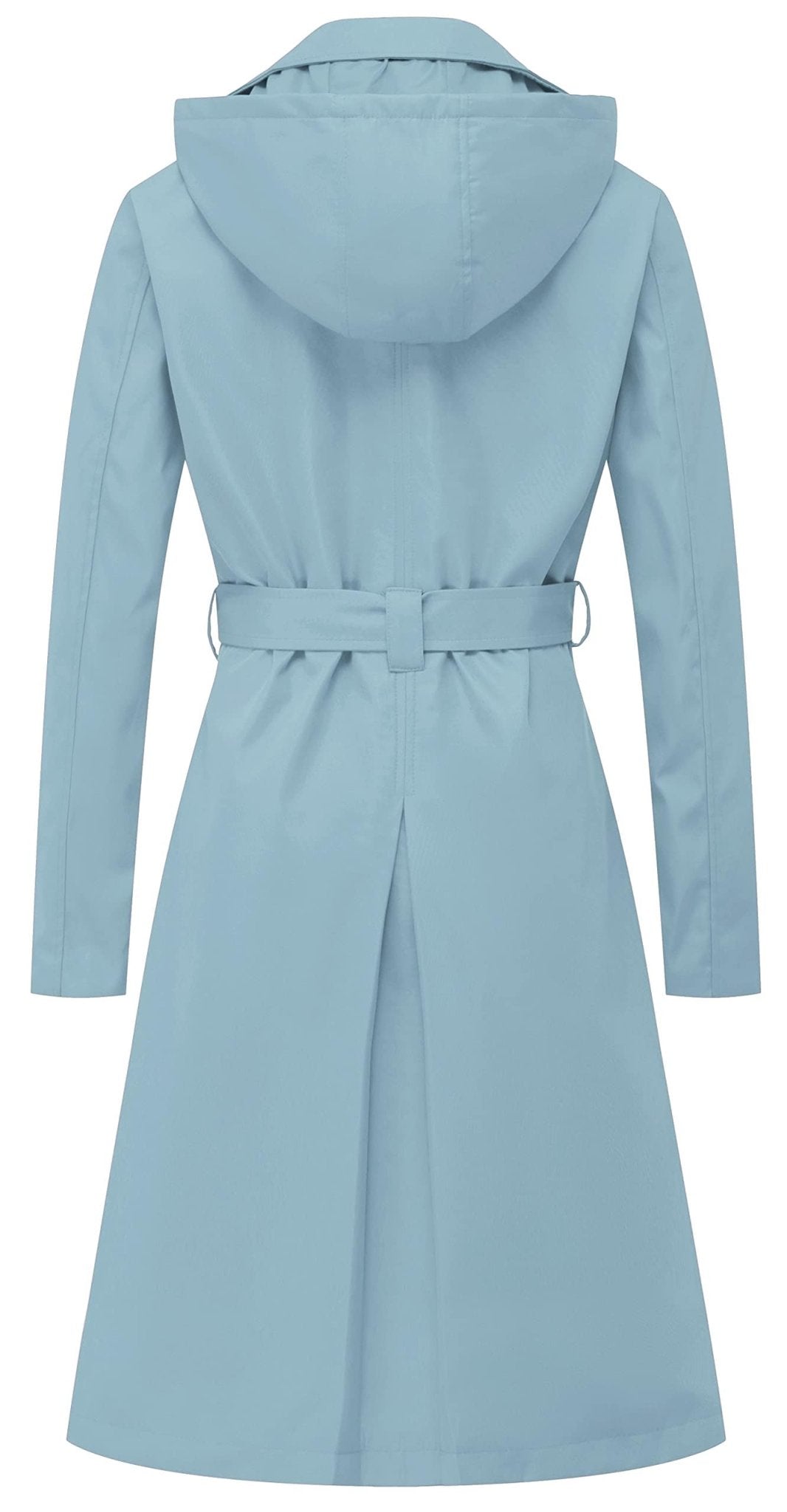 CREATMO US Women's Long Trench Coat Double - Breasted Classic Lapel Overcoat Belted Slim Outerwear Coat with Detachable Hood - Xpressa