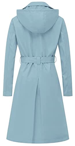 CREATMO US Women's Long Trench Coat Double - Breasted Classic Lapel Overcoat Belted Slim Outerwear Coat with Detachable Hood - Xpressa