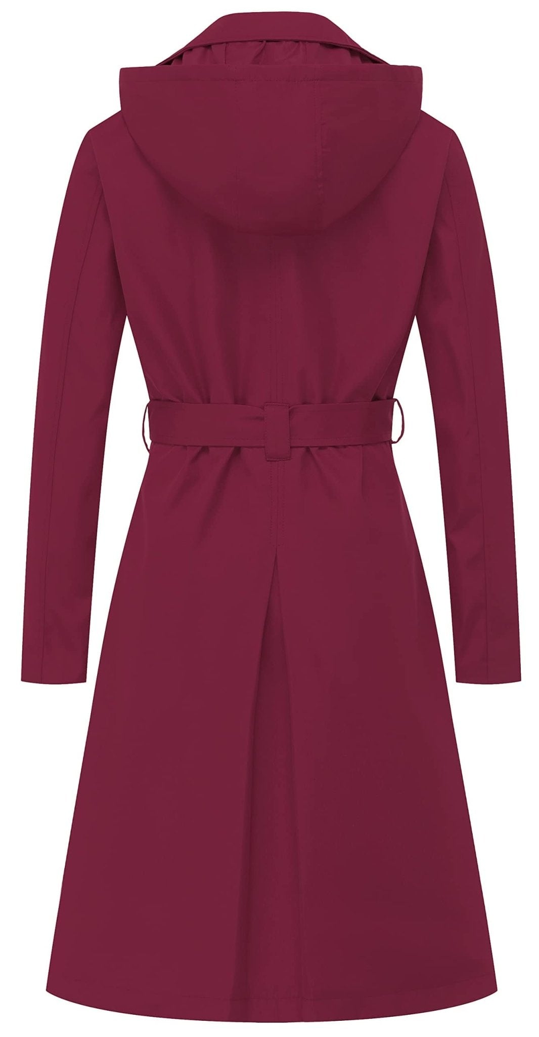 CREATMO US Women's Long Trench Coat Double - Breasted Classic Lapel Overcoat Belted Slim Outerwear Coat with Detachable Hood - Xpressa