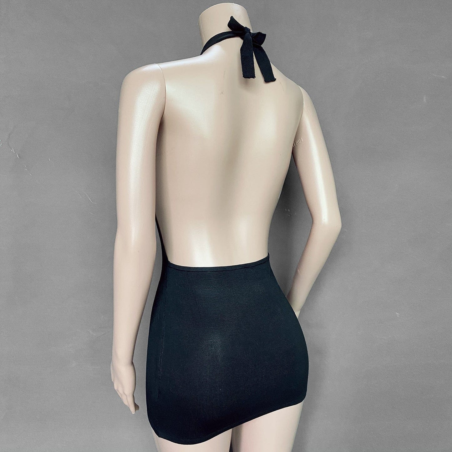 Cryptographic Halter Sexy Backless Mini Dresses Bodycon Skinny - Xpressa