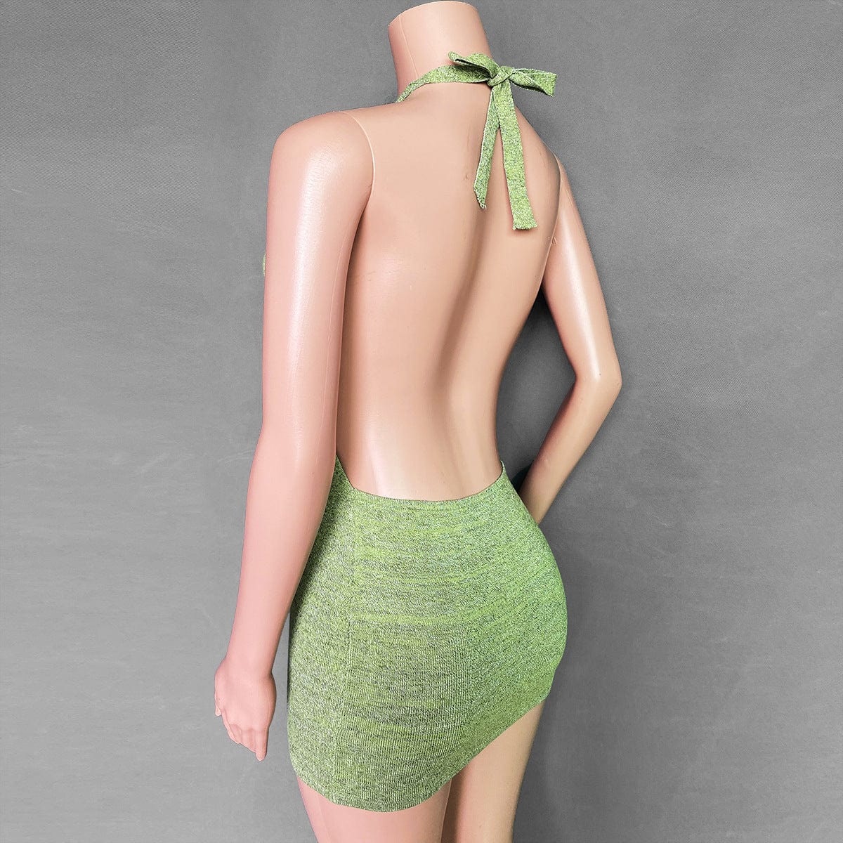 Cryptographic Halter Sexy Backless Mini Dresses Bodycon Skinny - Xpressa