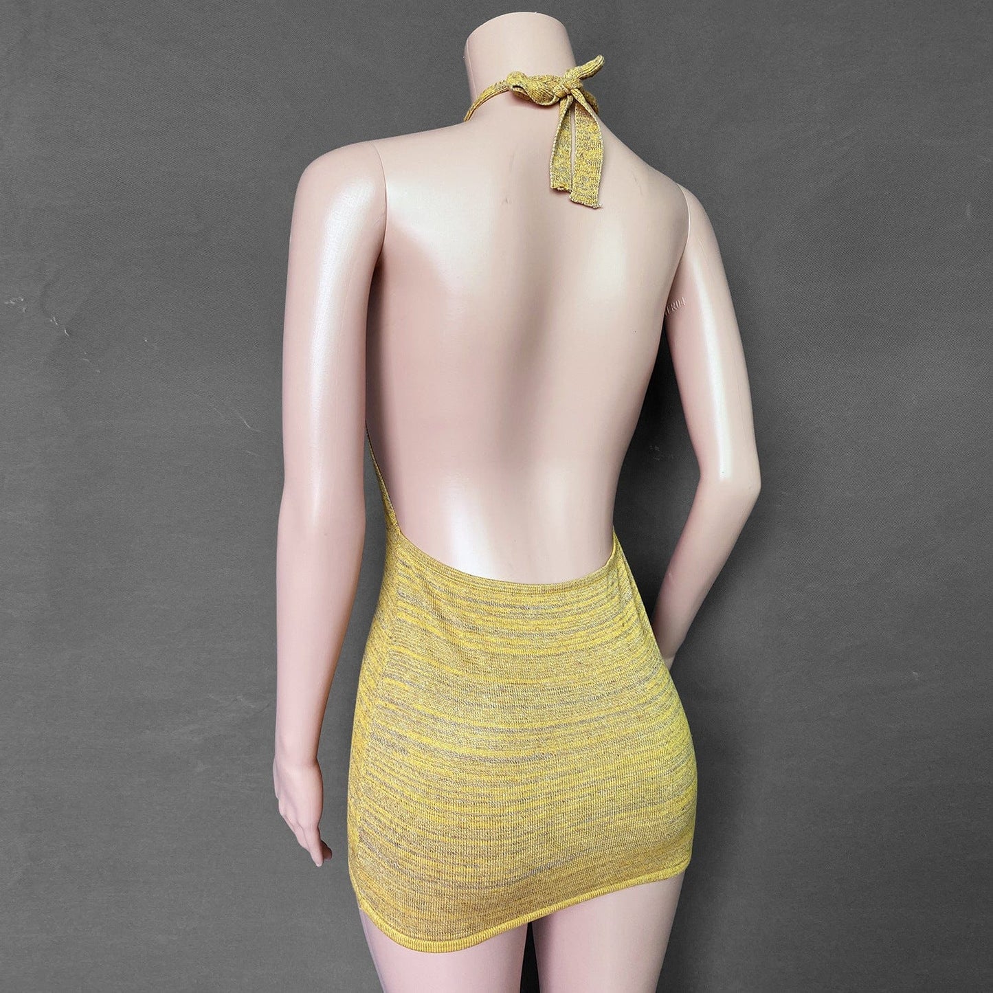 Cryptographic Halter Sexy Backless Mini Dresses Bodycon Skinny - Xpressa