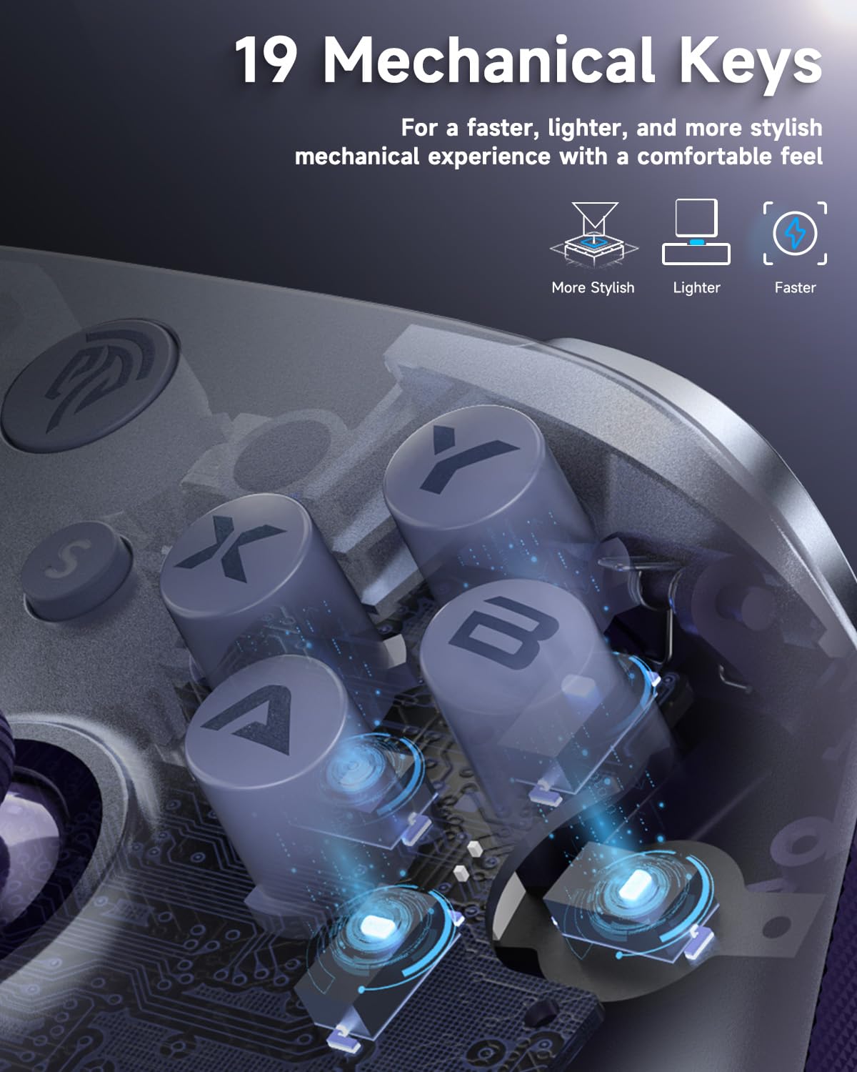 EasySMX Wireless PC Controller with Hall Triggers, Hall Joysticks, Bluetooth Controller for PC, Switch and Steam, Android TV, Android Mobile and iPhone/iPad - Include a White Swappable Faceplate - Xpressa
