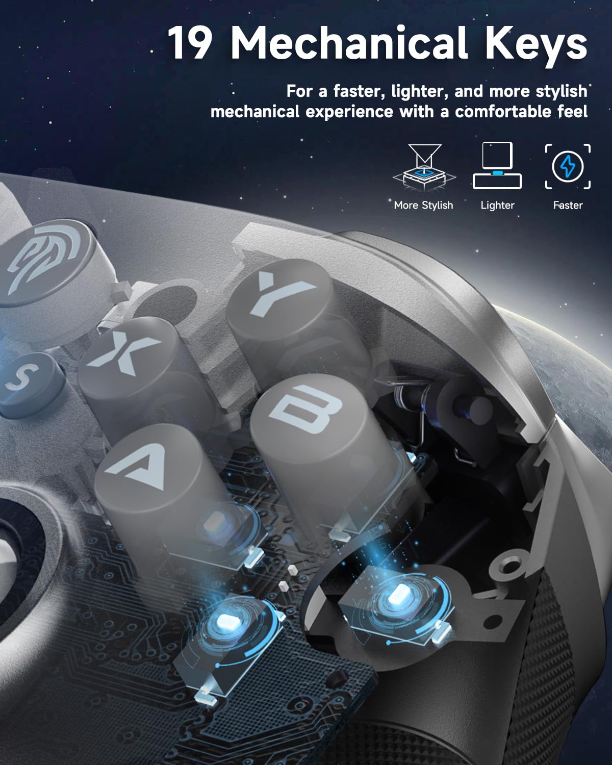 EasySMX Wireless PC Controller with Hall Triggers, Hall Joysticks, Bluetooth Controller for PC, Switch and Steam, Android TV, Android Mobile and iPhone/iPad - Include a White Swappable Faceplate - Xpressa