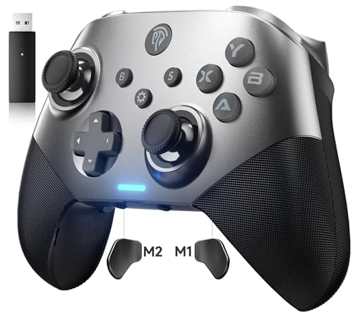 EasySMX Wireless PC Controller with Hall Triggers, Hall Joysticks, Bluetooth Controller for PC, Switch and Steam, Android TV, Android Mobile and iPhone/iPad - Include a White Swappable Faceplate - Xpressa