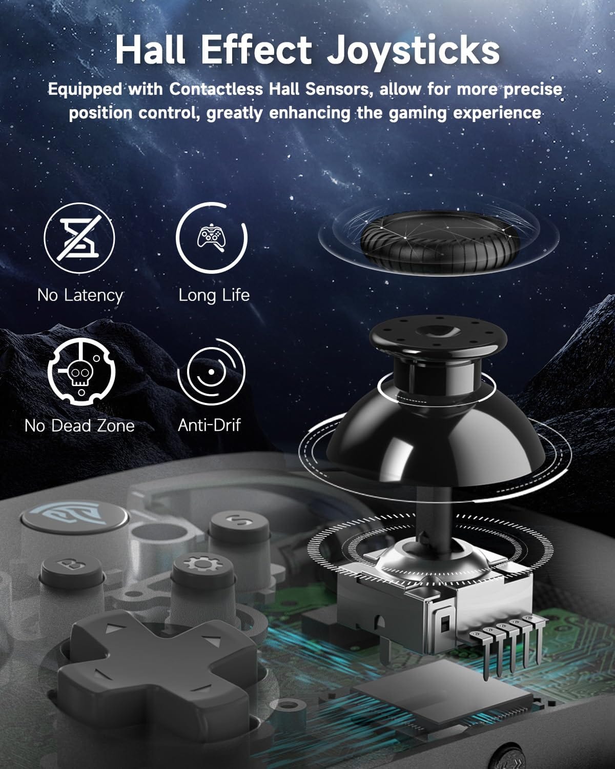 EasySMX Wireless PC Controller with Hall Triggers, Hall Joysticks, Bluetooth Controller for PC, Switch and Steam, Android TV, Android Mobile and iPhone/iPad - Include a White Swappable Faceplate - Xpressa