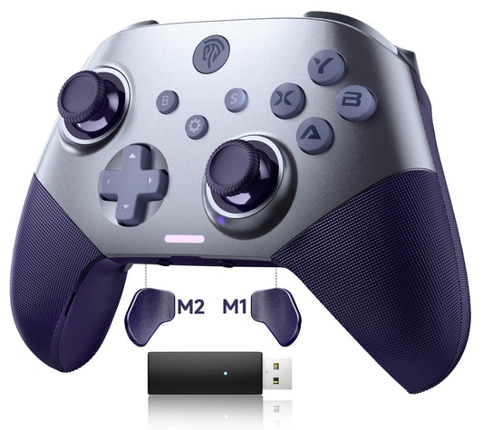 EasySMX Wireless PC Controller with Hall Triggers, Hall Joysticks, Bluetooth Controller for PC, Switch and Steam, Android TV, Android Mobile and iPhone/iPad - Include a White Swappable Faceplate - Xpressa