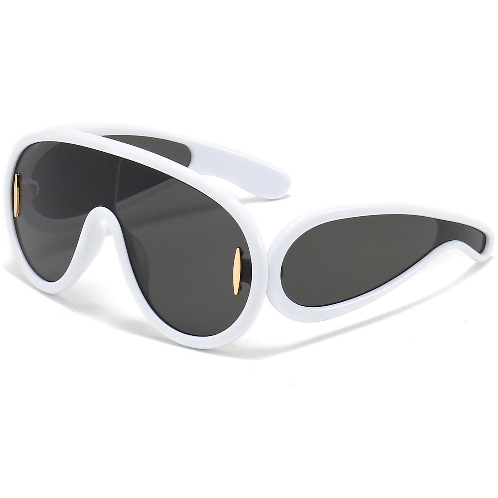 Fashion Wave Mask Sunglasses Oversized Silver Mirrored Futuristic Shield Sun Glasses Designer Style - Xpressa