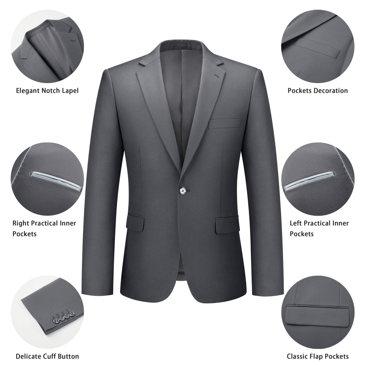 Mens Suit 2 Piece Suits for Men One Button Slim Fit Solid Jacket & Pant Tuxedo Set Business Wedding Party - Xpressa