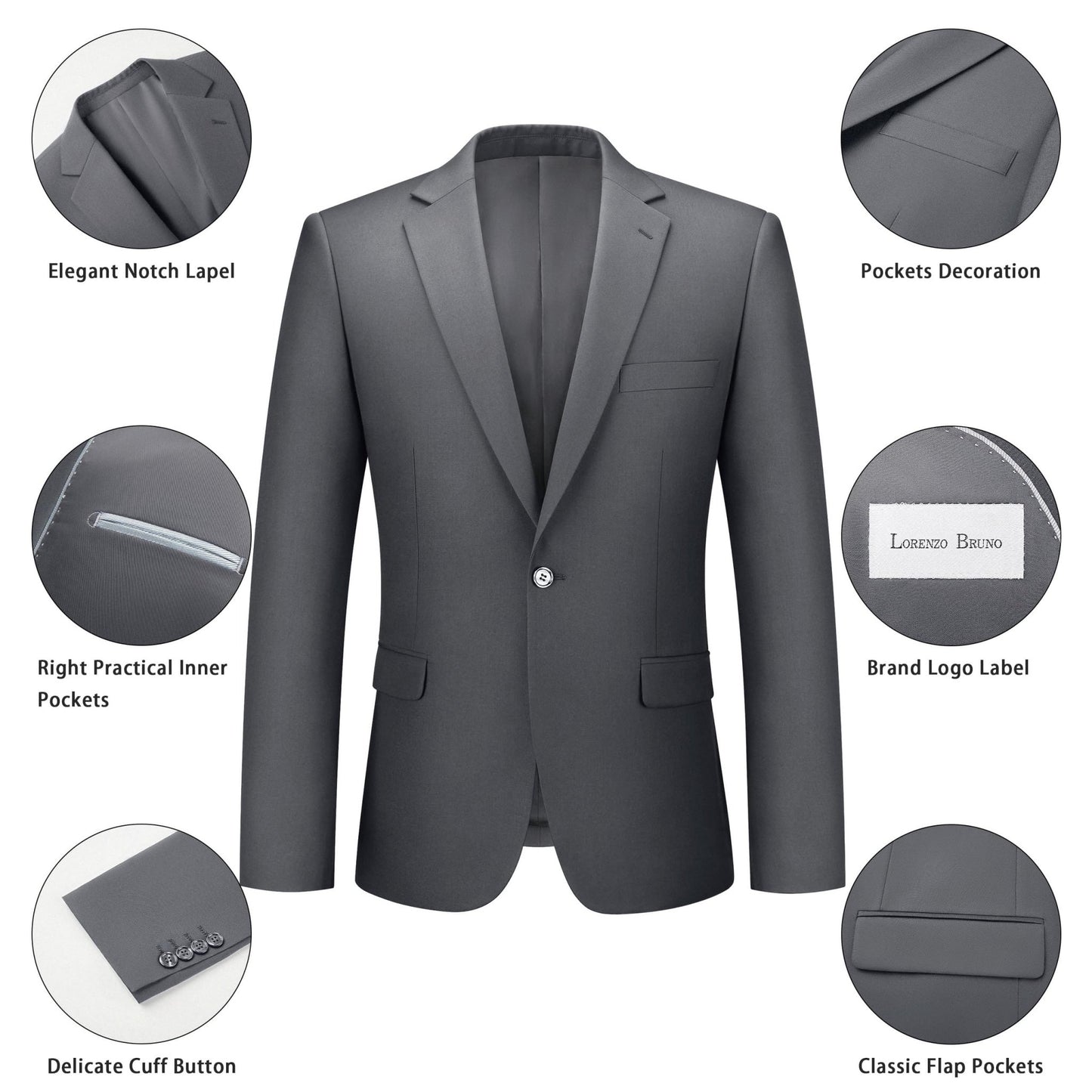 Mens Suit 2 Piece Suits for Men One Button Slim Fit Solid Jacket & Pant Tuxedo Set Business Wedding Party - Xpressa