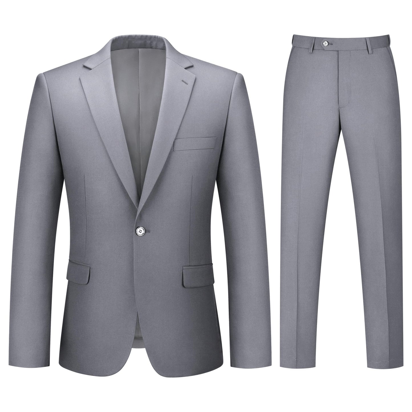 Mens Suit 2 Piece Suits for Men One Button Slim Fit Solid Jacket & Pant Tuxedo Set Business Wedding Party - Xpressa