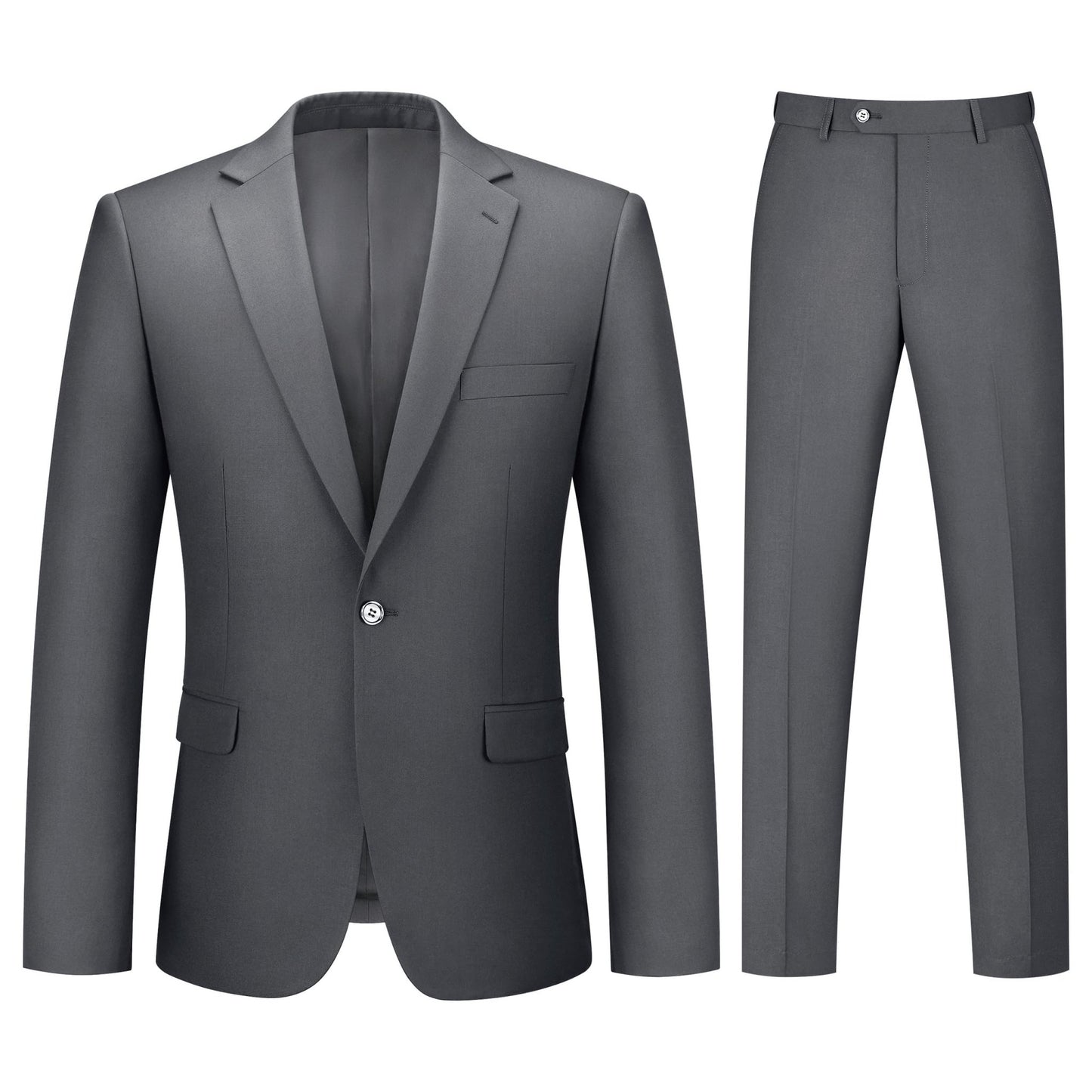 Mens Suit 2 Piece Suits for Men One Button Slim Fit Solid Jacket & Pant Tuxedo Set Business Wedding Party - Xpressa