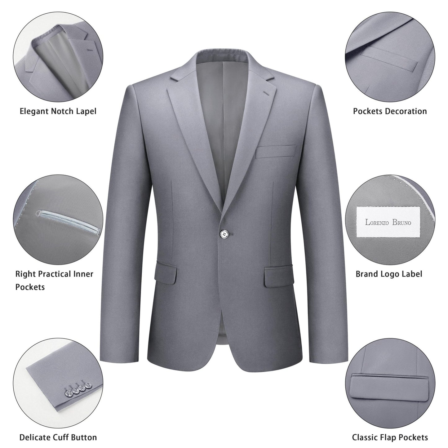 Mens Suit 2 Piece Suits for Men One Button Slim Fit Solid Jacket & Pant Tuxedo Set Business Wedding Party - Xpressa