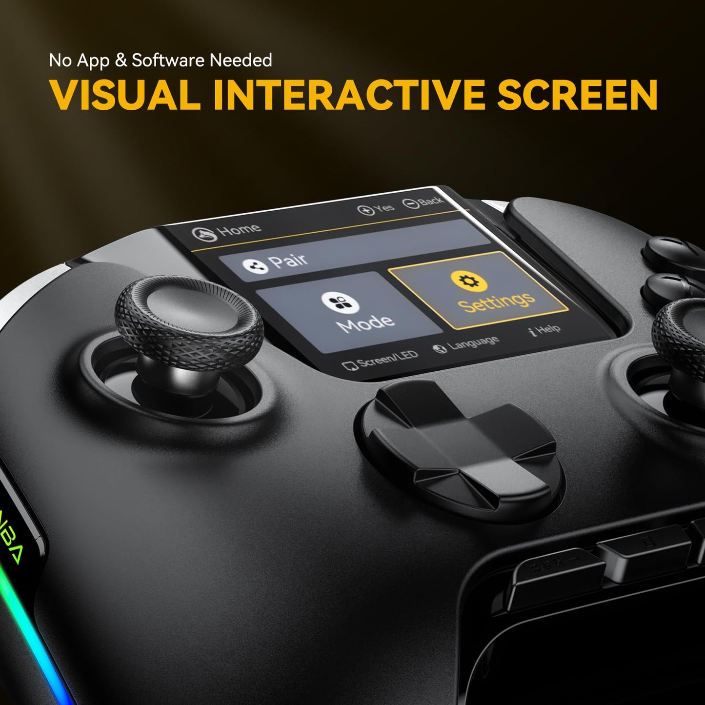 (No Drift) ManbaOne Interactive Screen Wireless Gaming Controller for Switch/PC/iOS/Android,Hall Effect Stick & Trigger,RGB Lighting,Remappable Buttons,1800mAh with Charging Dock (White) - Xpressa