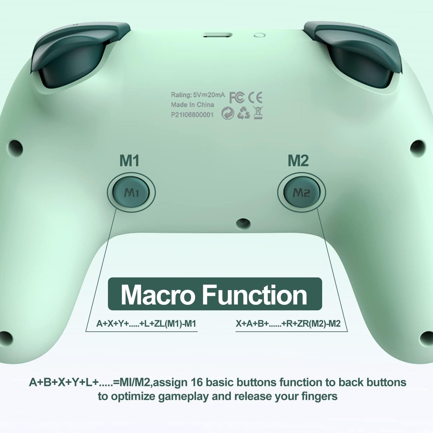 PXN P50H Wireless Switch Pro Controller, Dual Shock Gamepad Joystick Support NFC Turbo, Macro, Gyro Axis, Wake - Up, Hall Effect Joysticks, for Switch/Lite/OLED/iOS (16 versions only) / PC (Green) - Xpressa