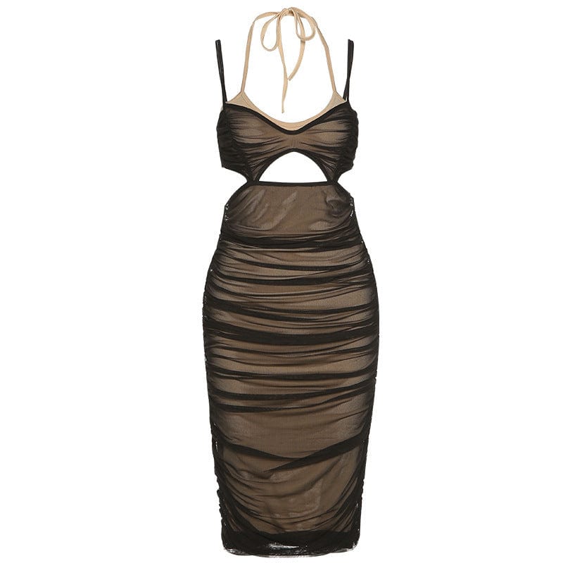 Women Dresses Summer Bodycon Dress Black Ruched Dress - Xpressa